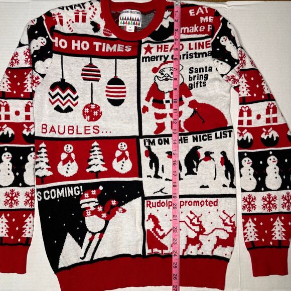 SEASONS GREETINGS Men’s Christmas Sweater Size M (Bx 1) - Picture 4 of 8